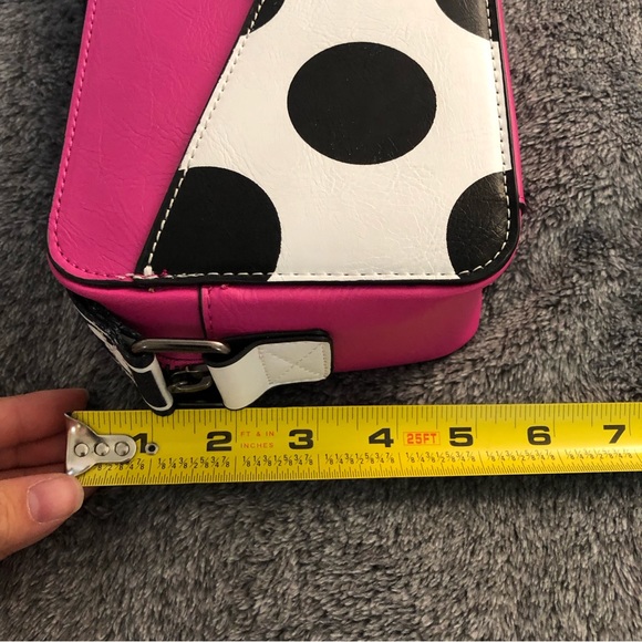 Disney Mickey Mouse Pink Black and White Polka Dot Adjustable Crossbody Bag - Picture 8 of 9